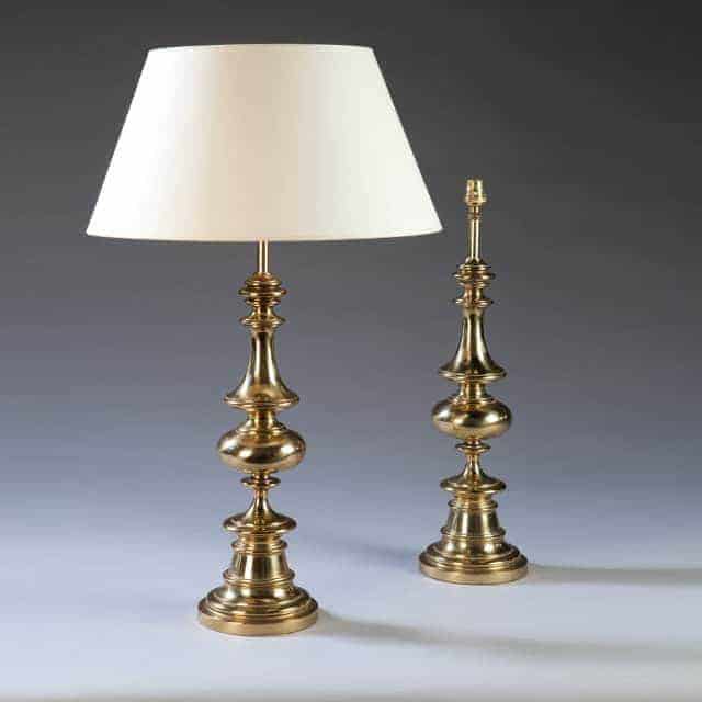 Pair Of Mid Century Polished Brass Lamp Bases