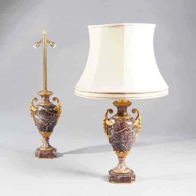 Pair Of Neo Classical Marble And Ormolu Lamps