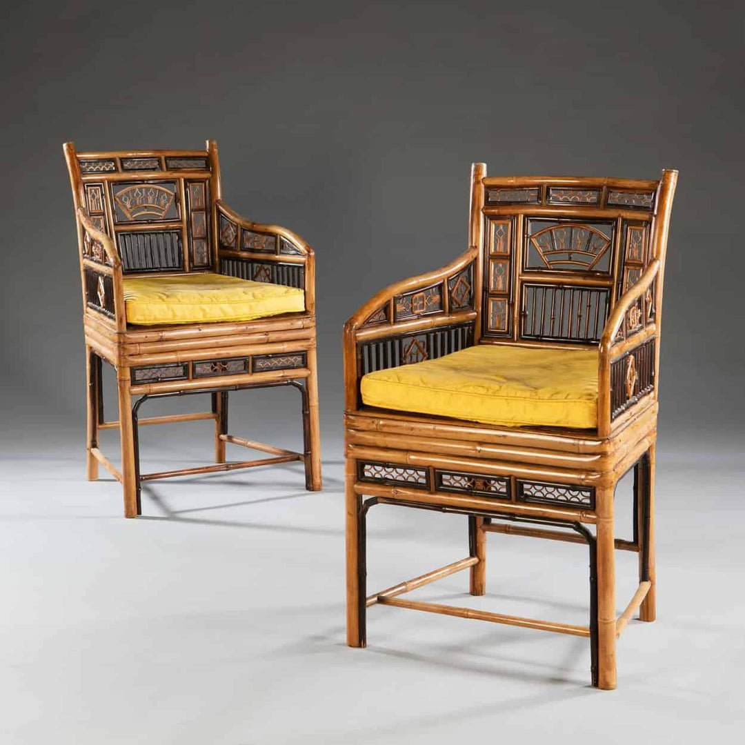 Pair Of Georgian Regency Pavilion Bamboo Open Armchairs