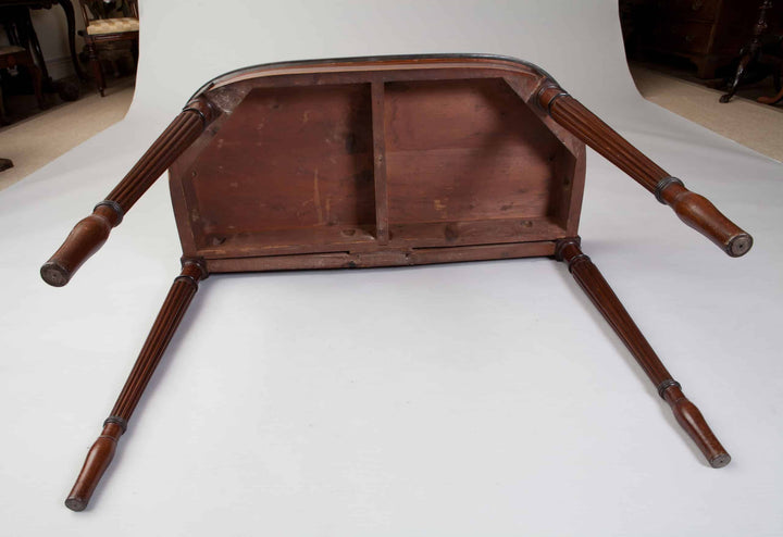 Pair Of George III Hepplewhite Mahogany Card Tables Attributed To Gillows showing underside and fluted tapering legs.