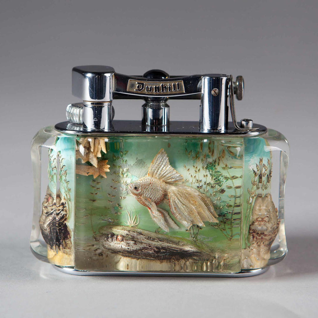 SOLD MID CENTURY DUNHILL AQUARIUM TABLE LIGHTER