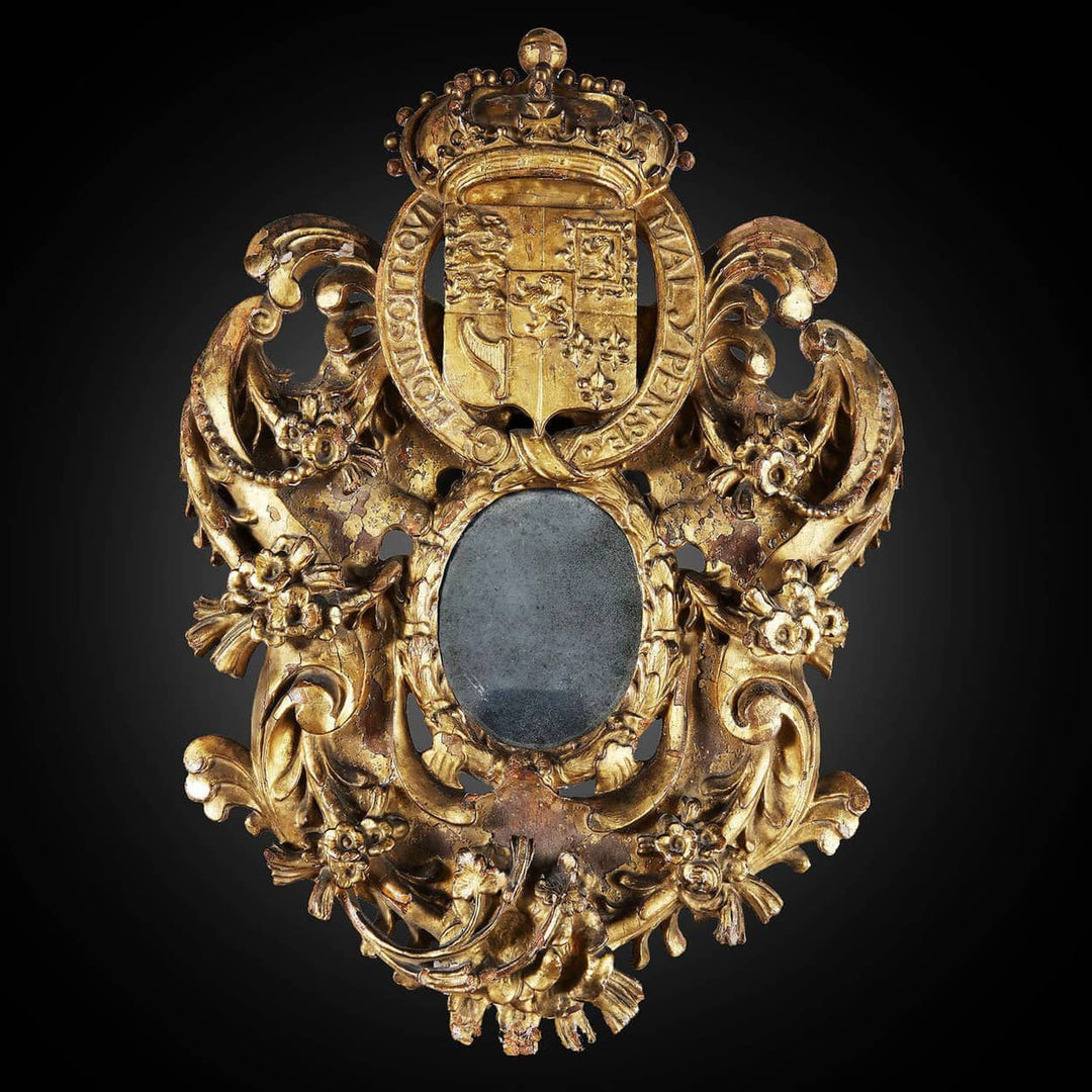 Royal James I Carved Giltwood Cartouch Miniature Portrait Frame