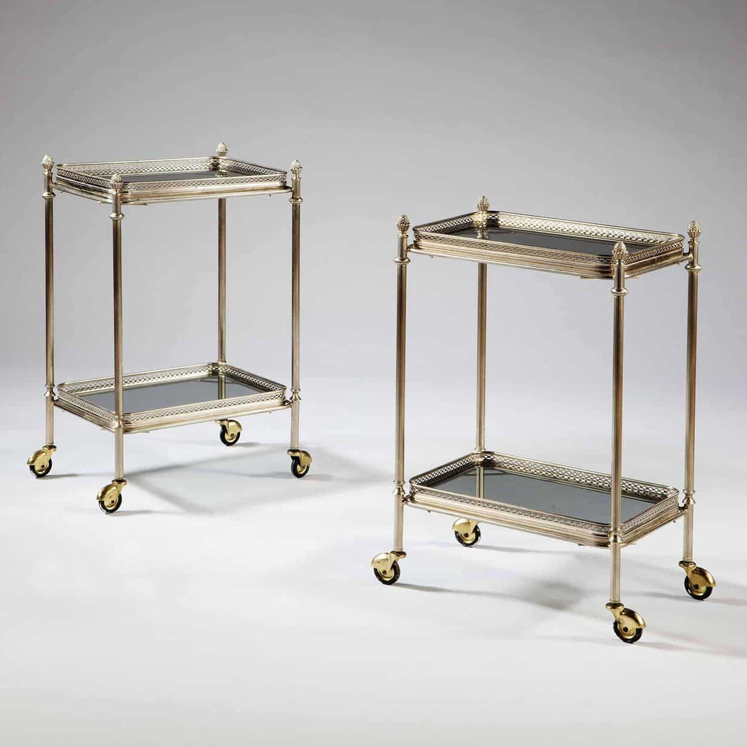 Pair Of Nickel Plated Mid Century Modern Two Tier Tables