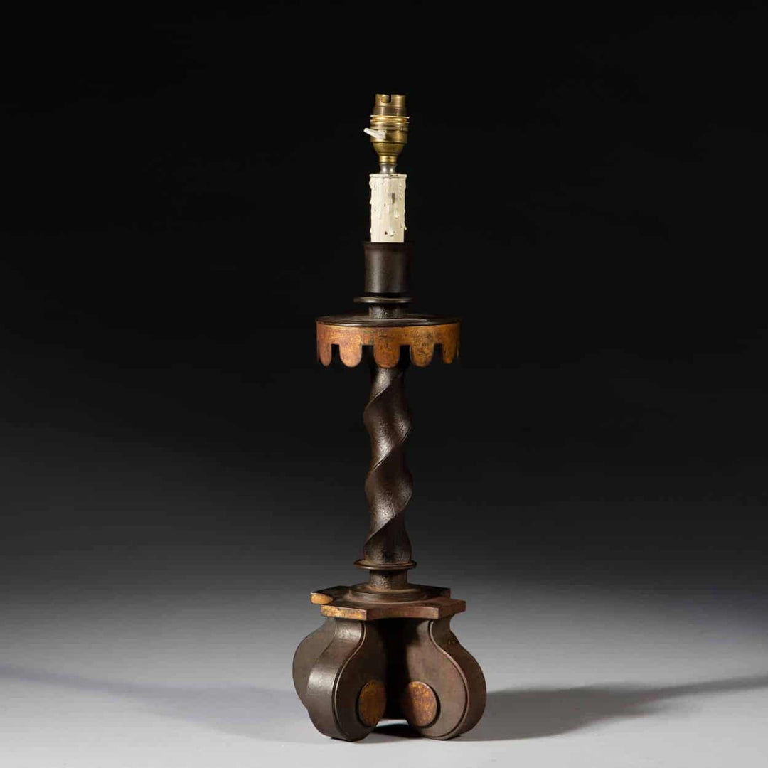 Gilbert Poillerat Wrought Iron Modernist Table Lamp