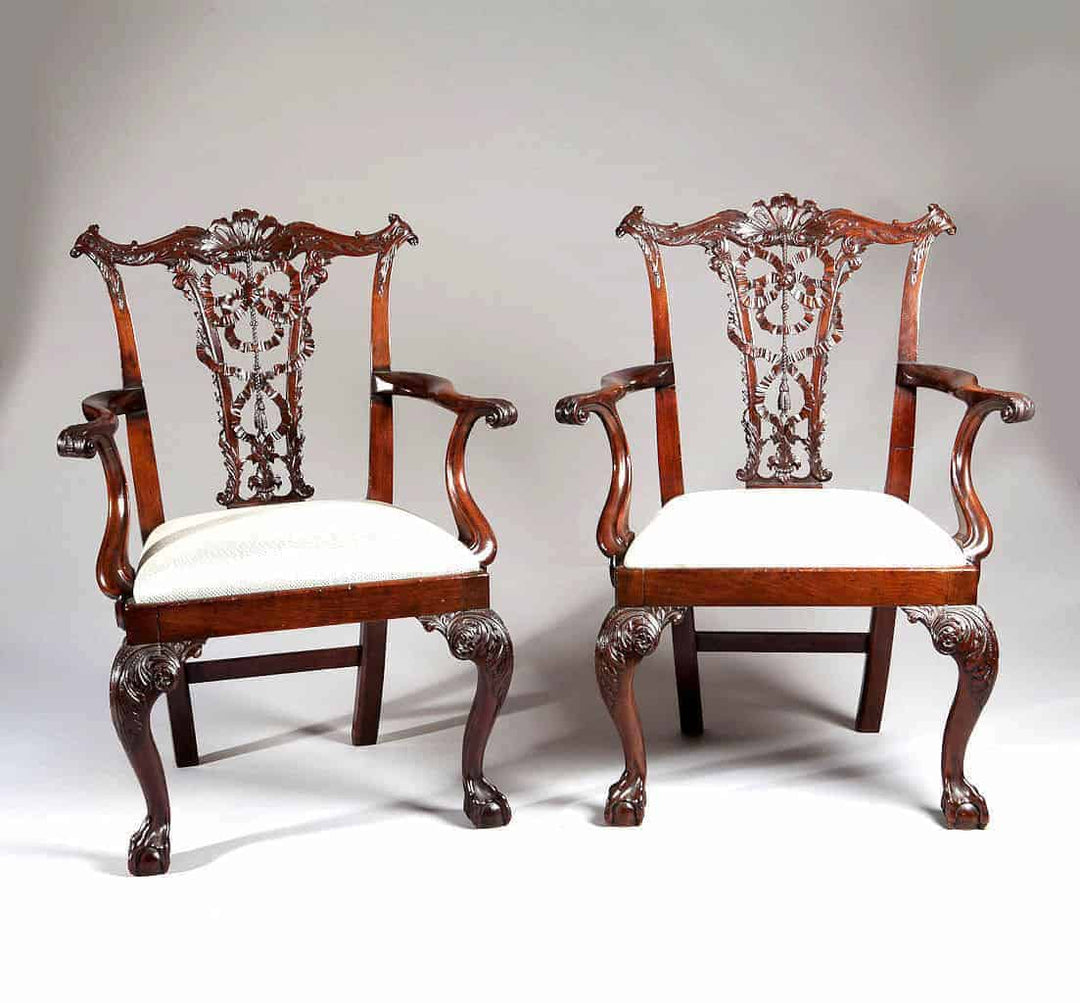 Pair Of Chippendale Mahogany Armchairs