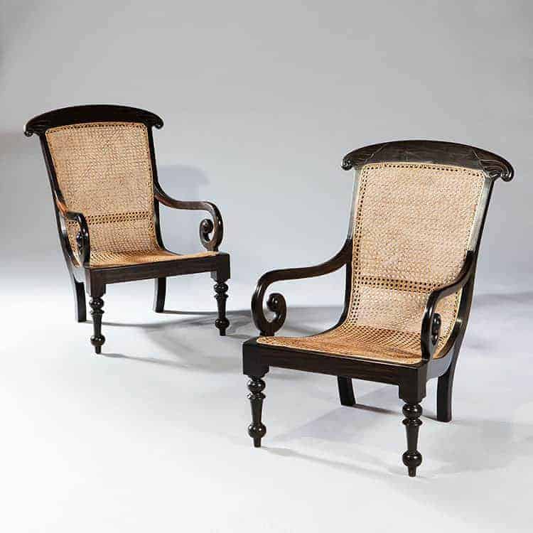 Pair Of Ceylonese Solid Ebony Armchairs
