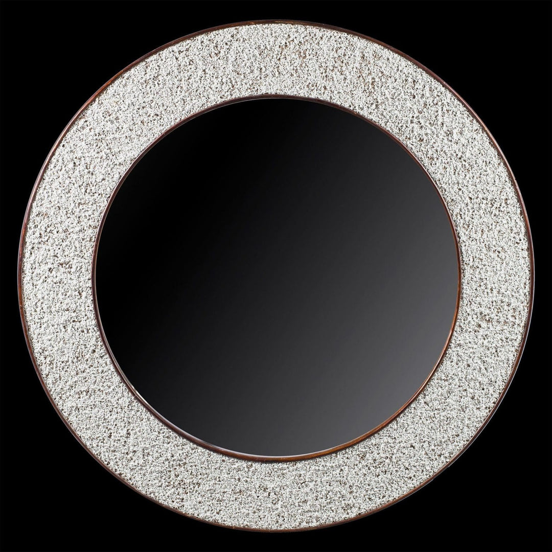 Circular Oak Mirror with Crushed shell ground