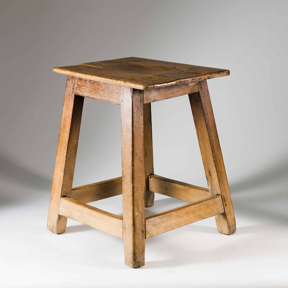 19th Century Indian teak stool with flared legs and aged patina by Collection EE30, circa 1900 craftsmanship