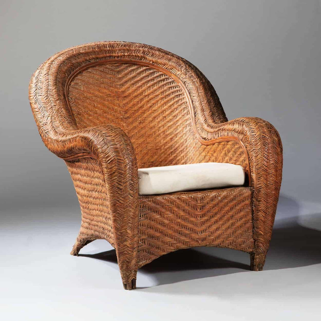 Large Scale French Wicker Armchair