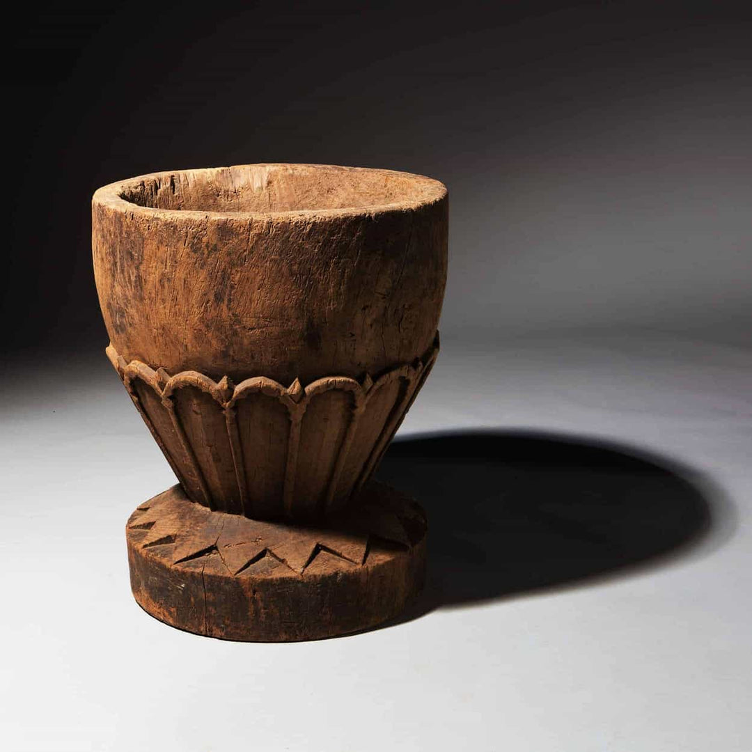 Decorative Antique Carved Wooden Mortar