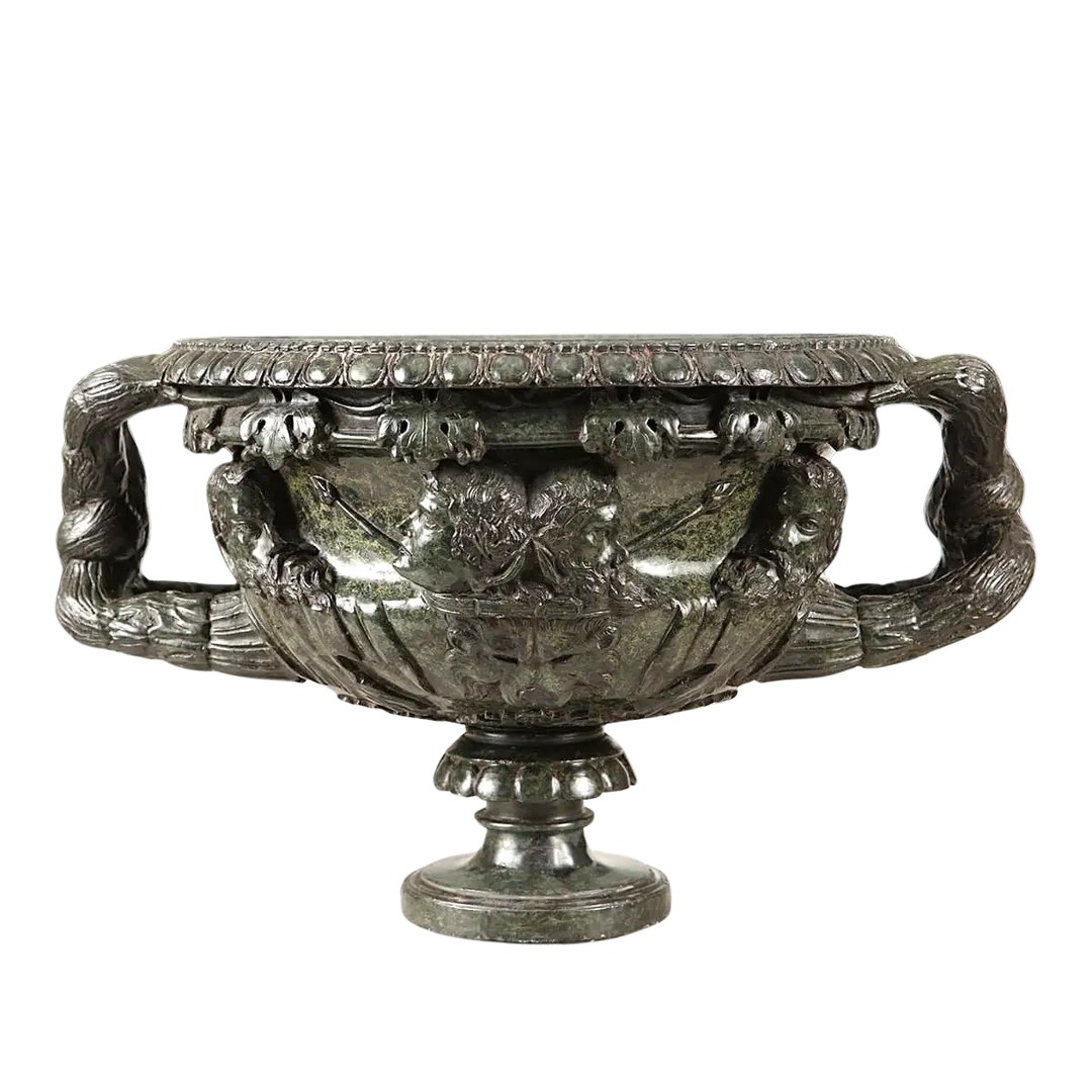19th Century Carved Green Marble Warwick Vase