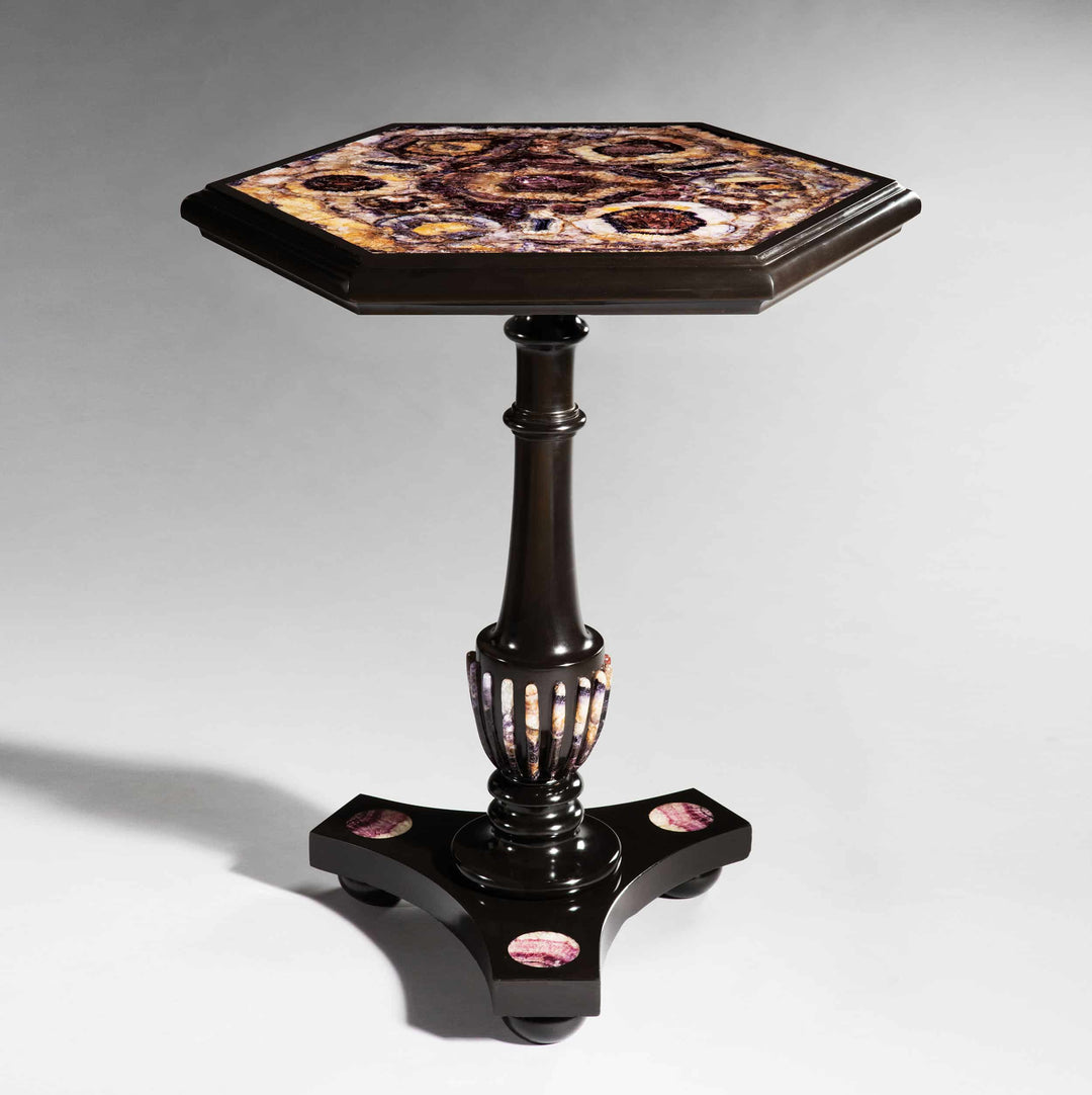 Magnificent 19th Century Blue John &amp; Ashford Black Marble Tripartite Table