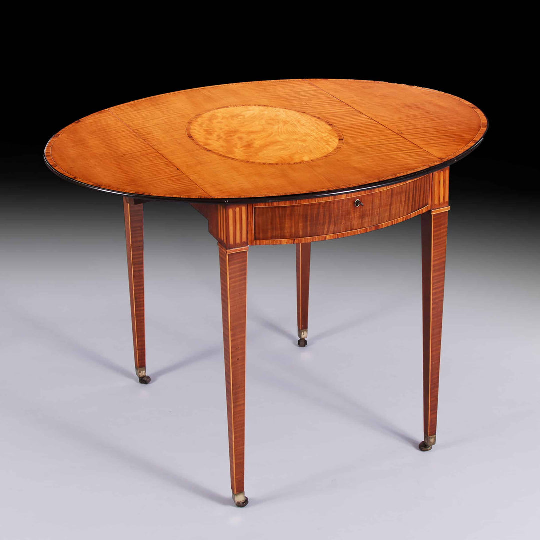 Important &amp; Rare George III Harewood &amp; Satinwood Pembroke Table Attributed To Mayhew &amp; Ince