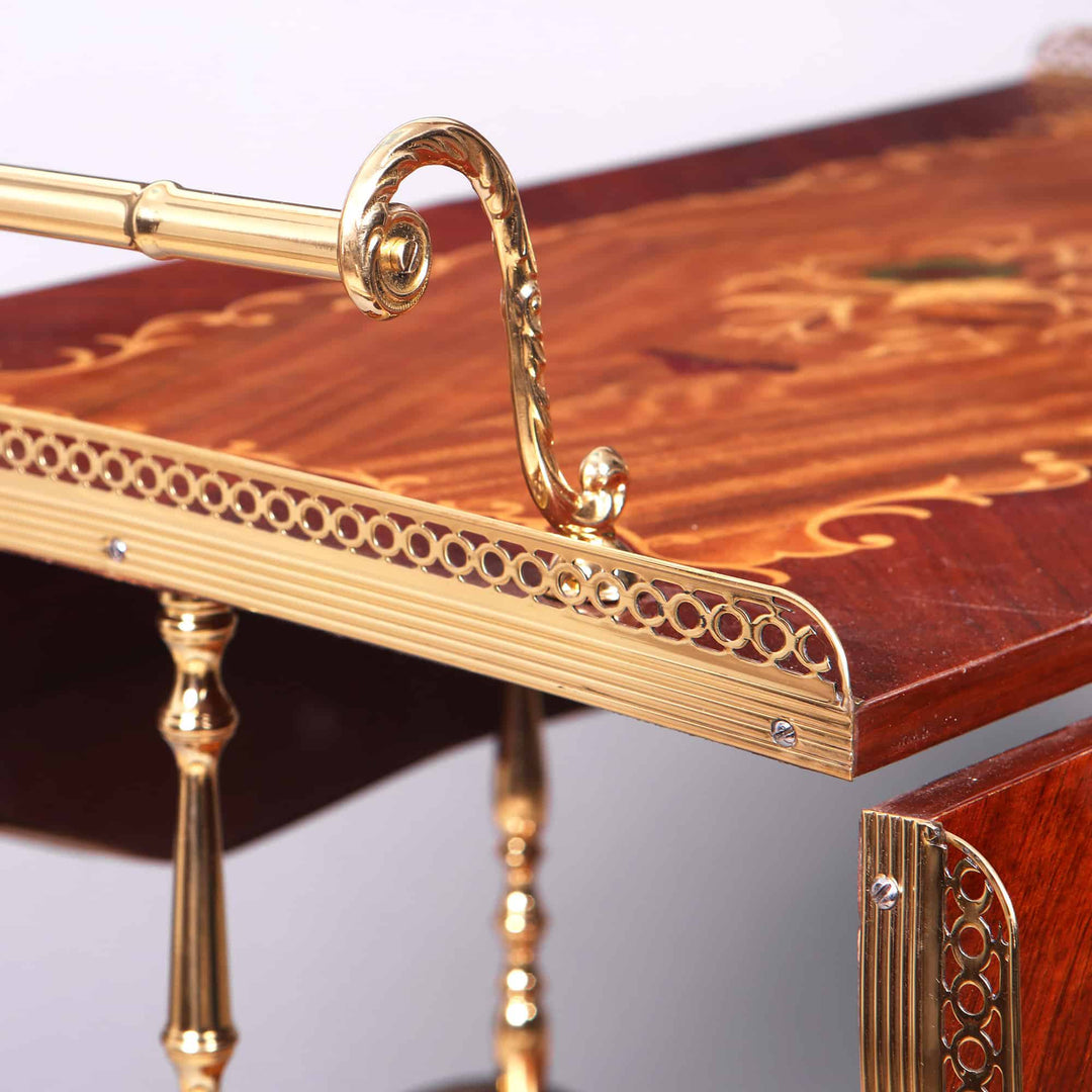 MID CENTURY ITALIAN MARQUETRY DRINKS TROLLEY