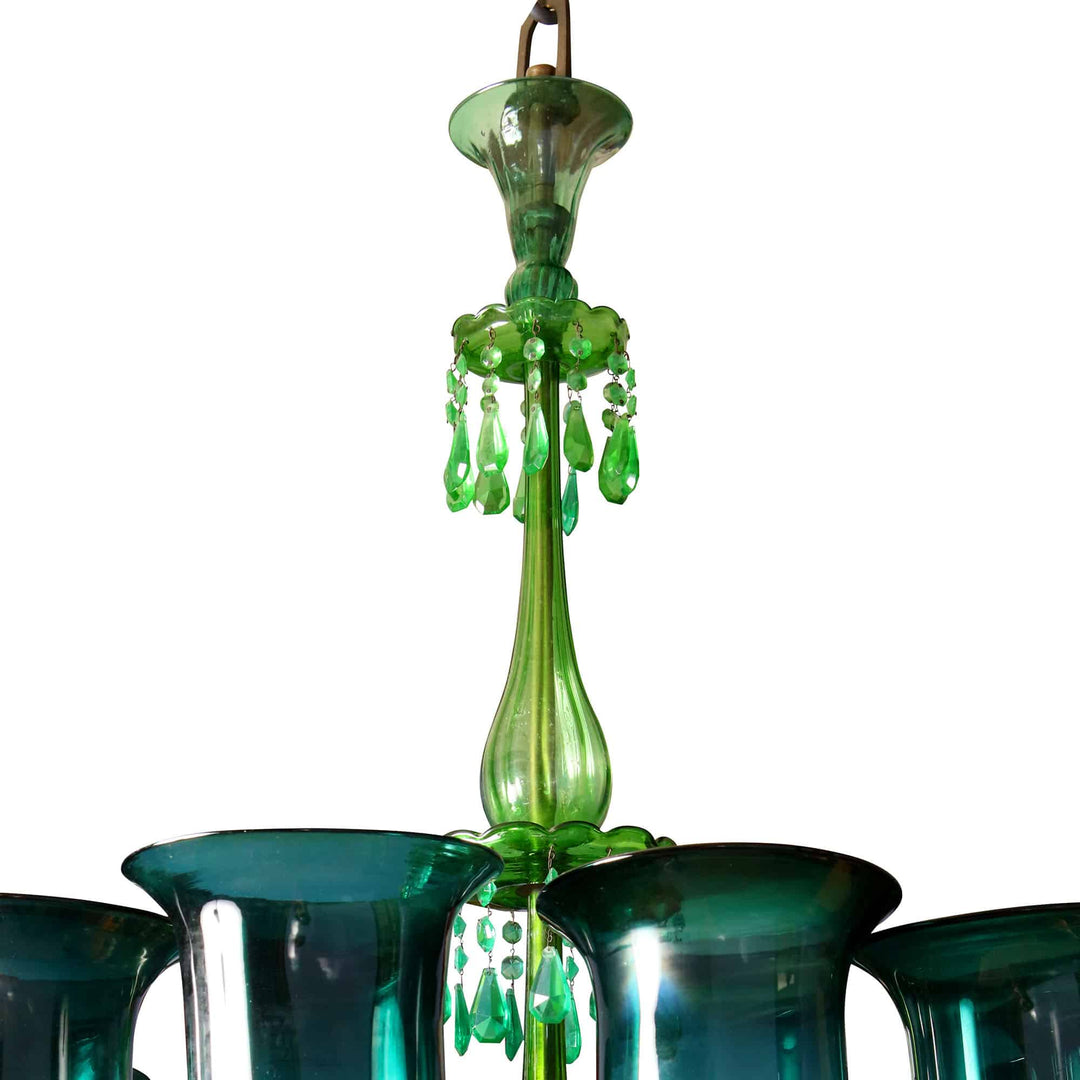 English 12 Light Emerald Green Chandelier