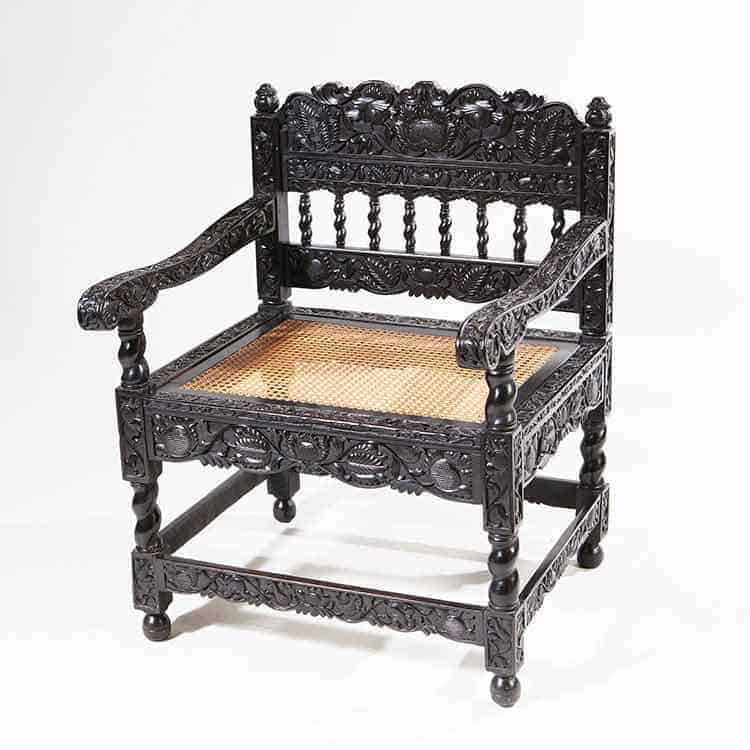 Dutch Colonial Ceylonese Ebony Armchair - Late 17th Century