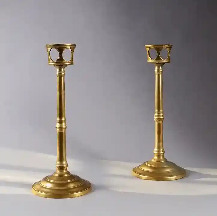 Pair of Spun Brass Candle Stands