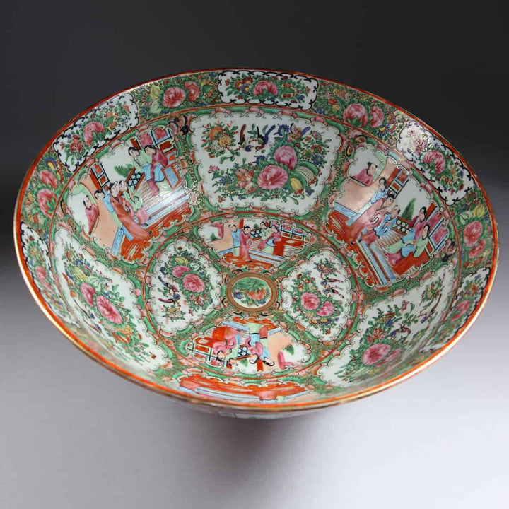 Large Rose Medallion Canton Punch Bowl