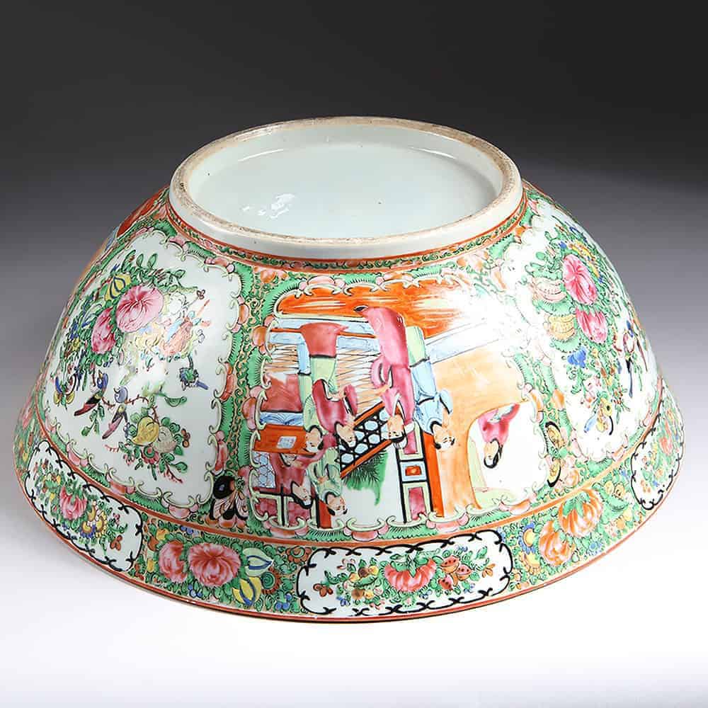Large Rose Medallion Canton Punch Bowl