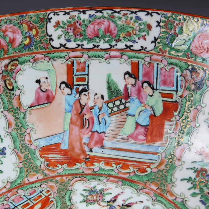 Large Rose Medallion Canton Punch Bowl