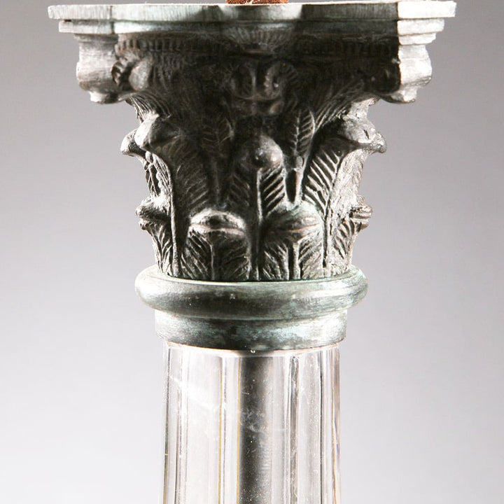 Pair of Clear Glass Faceted Column Lamps
