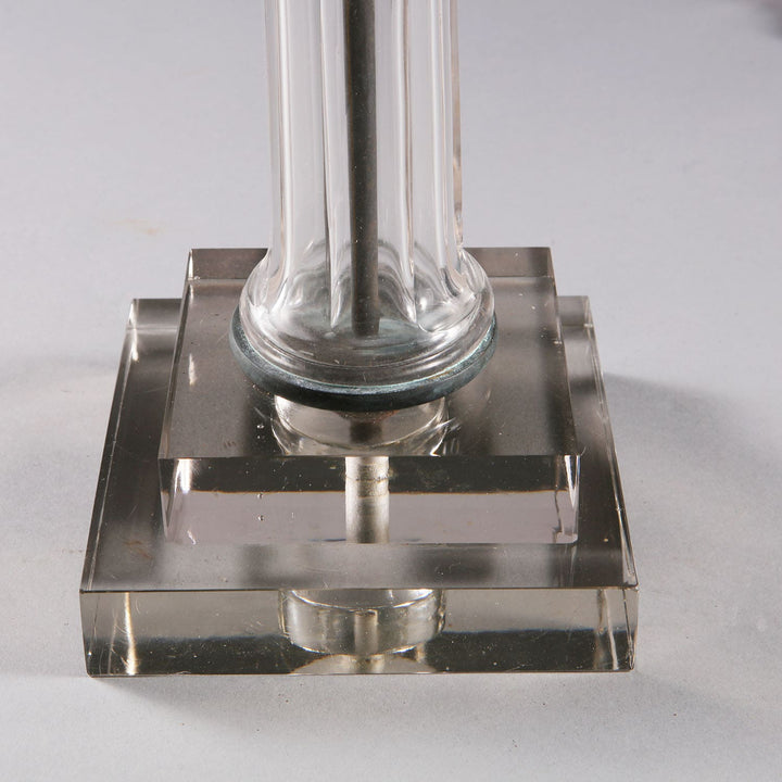 Pair of Clear Glass Faceted Column Lamps