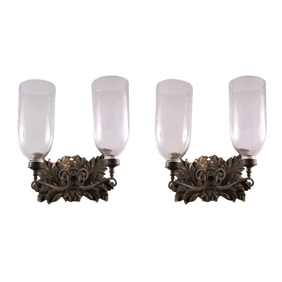 Pair of Foliate Two Arm Anglo Indian Wall Lights