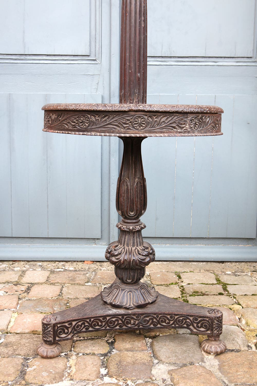 Anglo-Indian Carved Teak Hat and stick Stand
