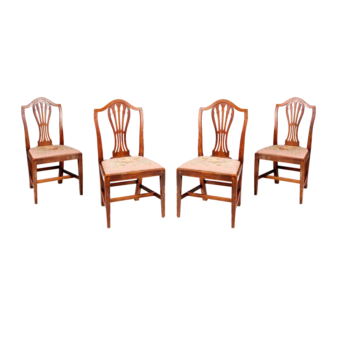 Set of Four George III Elm Side Chairs
