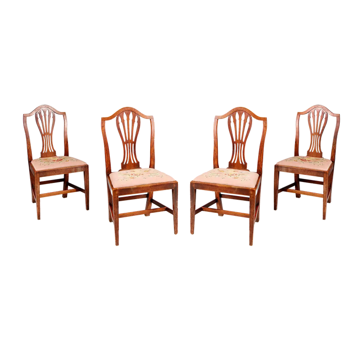 Set of Four George III Elm Side Chairs