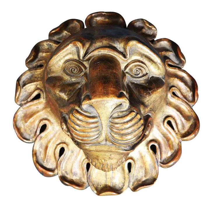 Carved Giltwood Lions Mask
