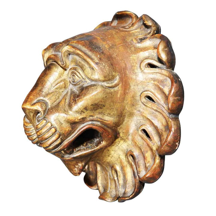 Carved Giltwood Lions Mask