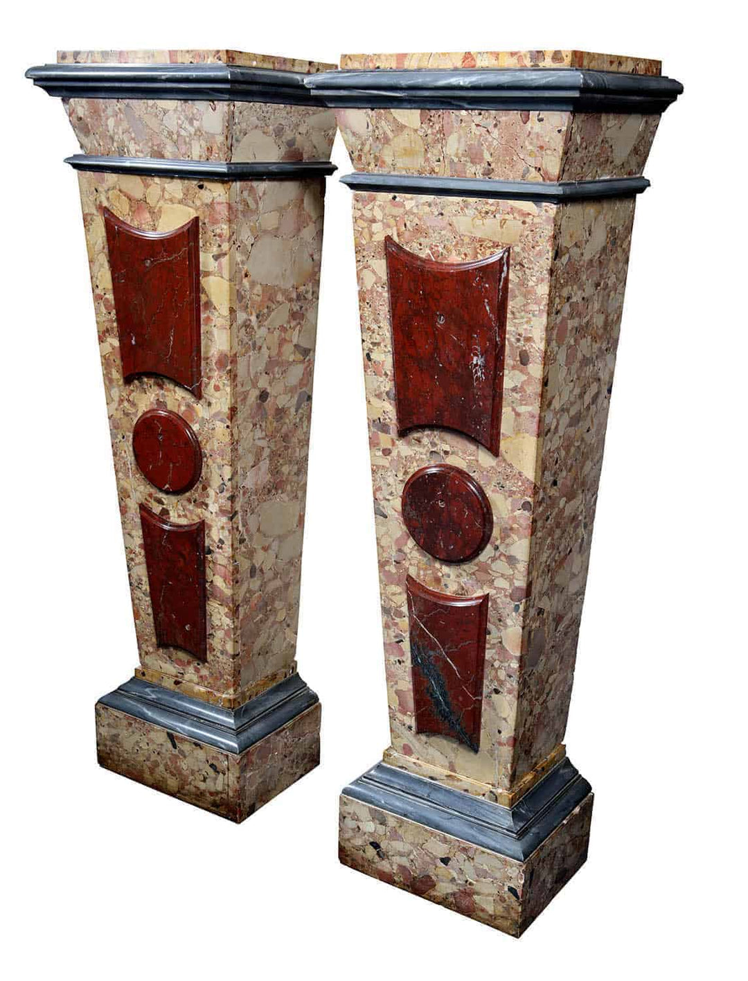 Pair of Breche D'Alep Marble Pedestals