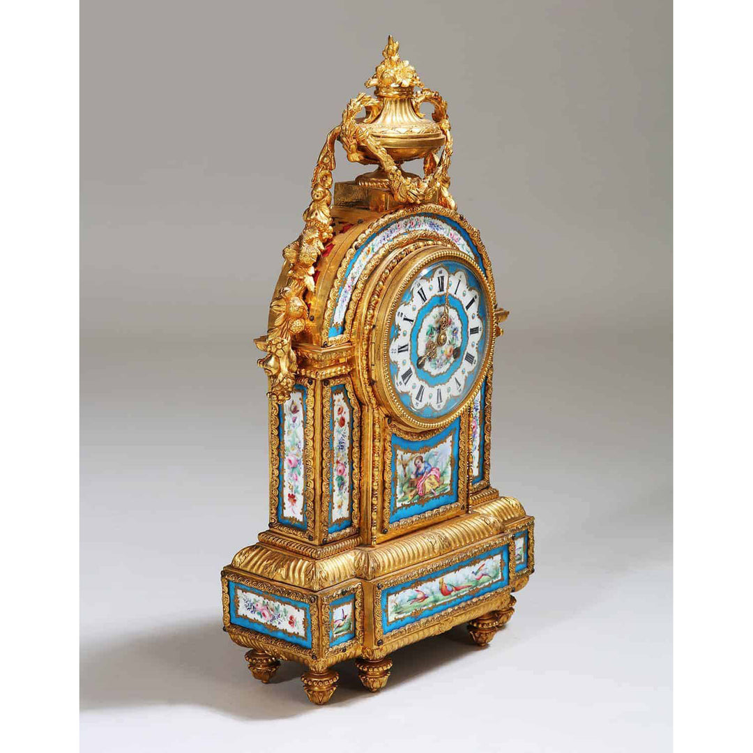 Sèvres Porcelain Blue Celeste Ormolu Mounted Mantel Clock