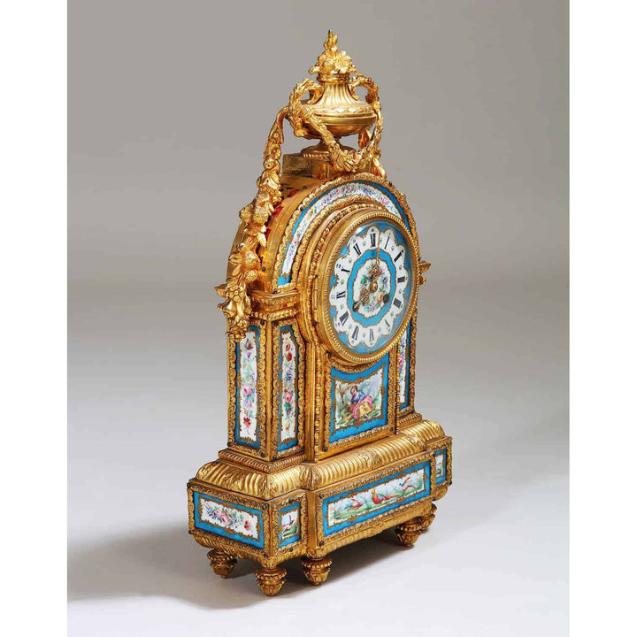 Sèvres Porcelain Blue Celeste Ormolu Mounted Mantel Clock