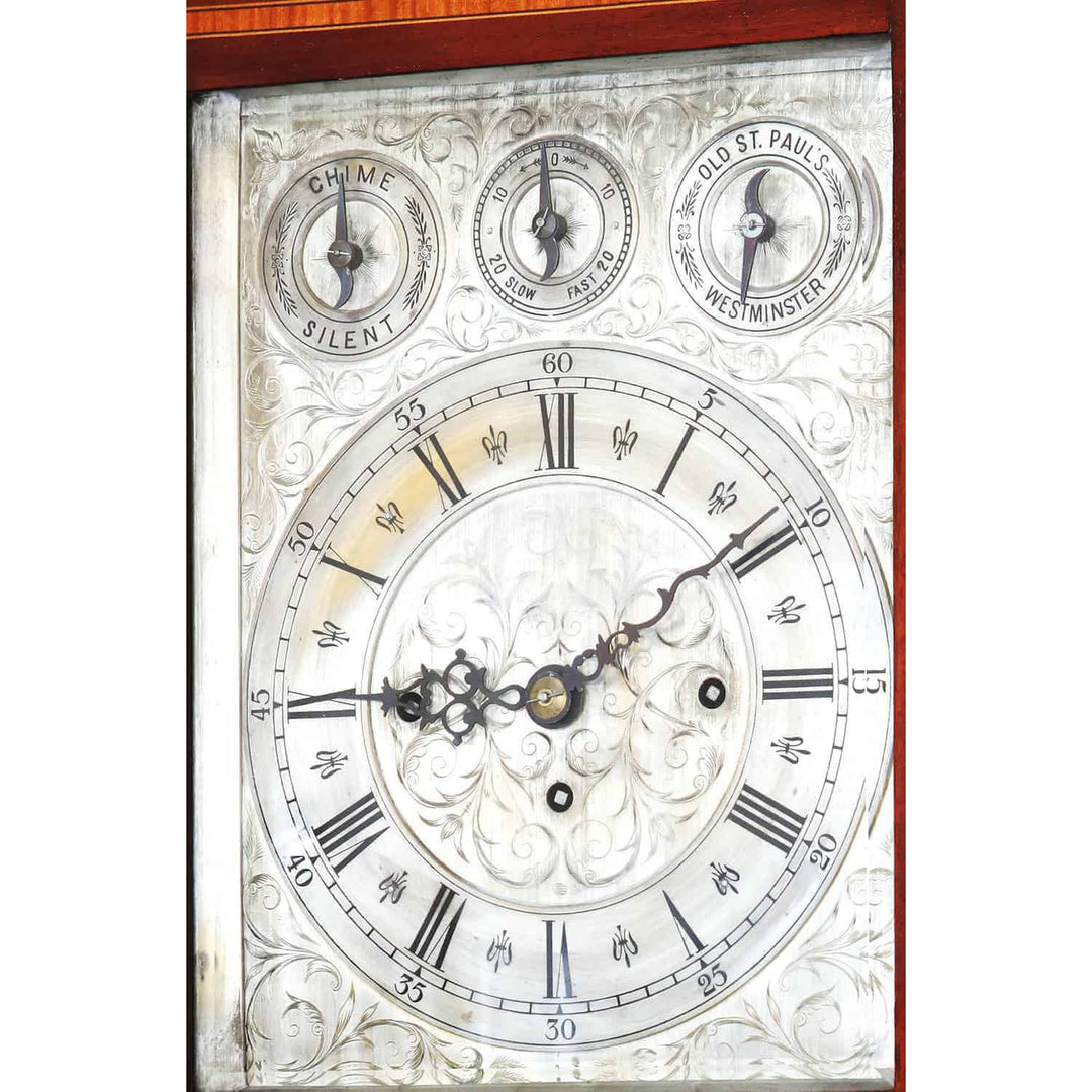 Marquetry Bracket Clock With Engraved Face