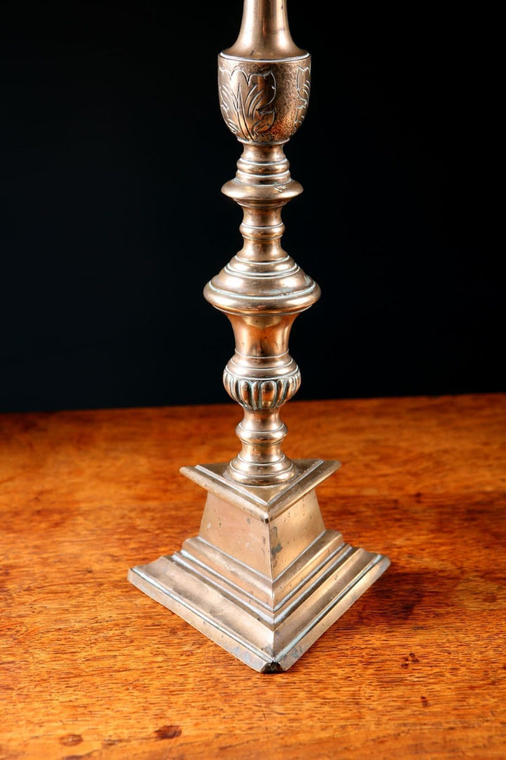 Pair of Bronze Gothic Candlesticks