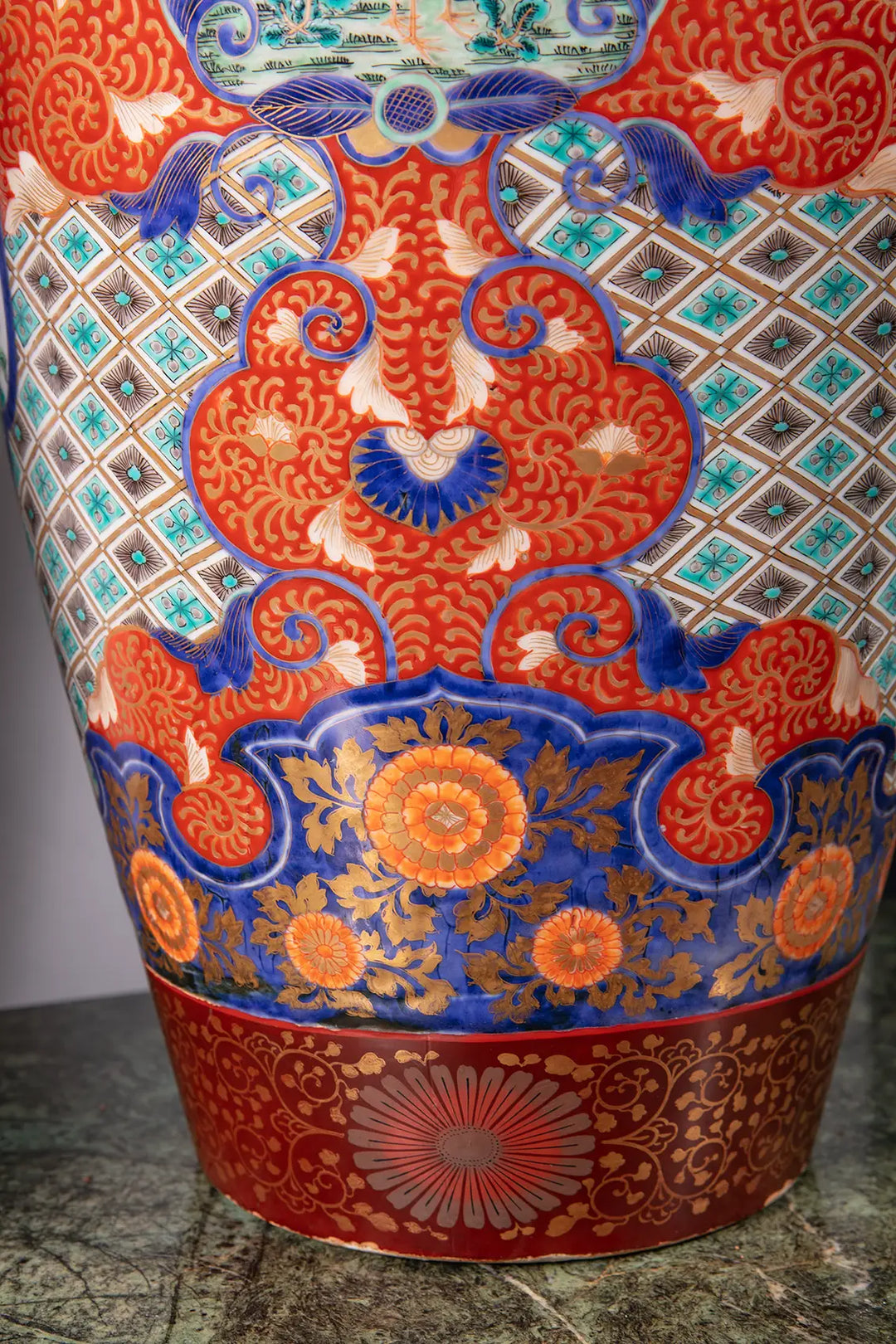 Pair of Large Japanese Imari Porcelain Vases
