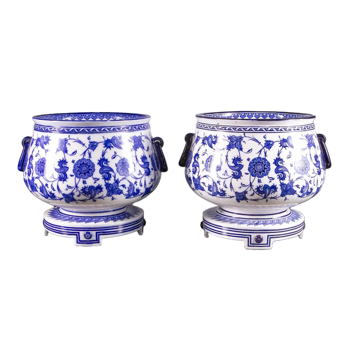 Pair of Minton Blue and White Jardinieres