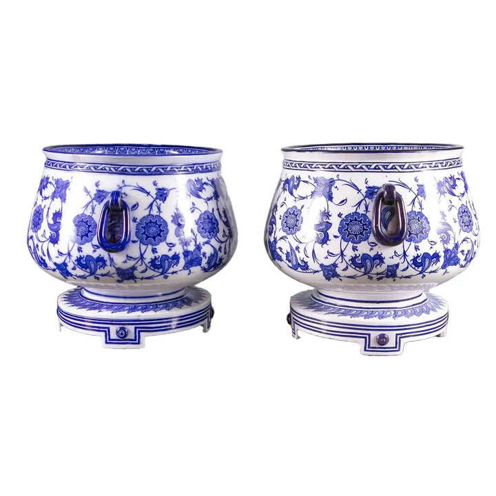 Pair of Minton Blue and White Jardinieres