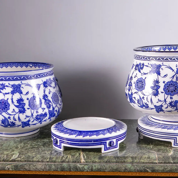 Pair of Minton Blue and White Jardinieres