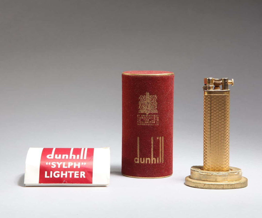 Boxed Dunhill Gold Plated Engine Turned Sylph Petrol Lighter