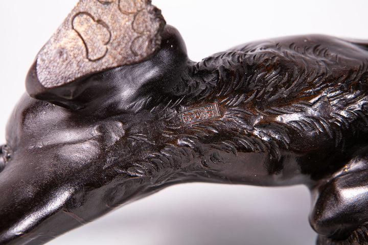 Japanese Meiji Bronze Tiger and Bear Fight