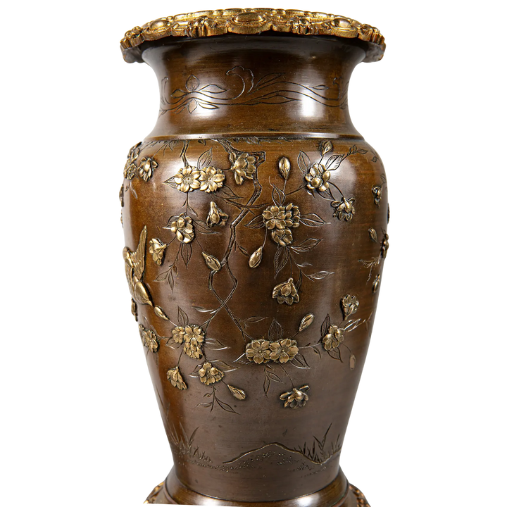 Pair of Meiji Japanese Bronze Vases