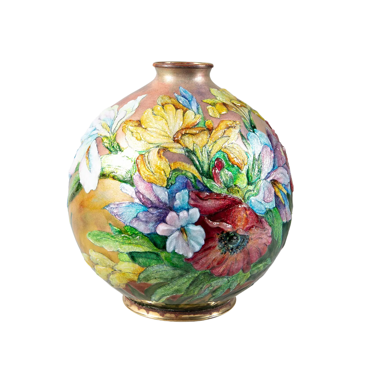 Art Nouveau Enamel Vase by Camille Fauré, Limoges