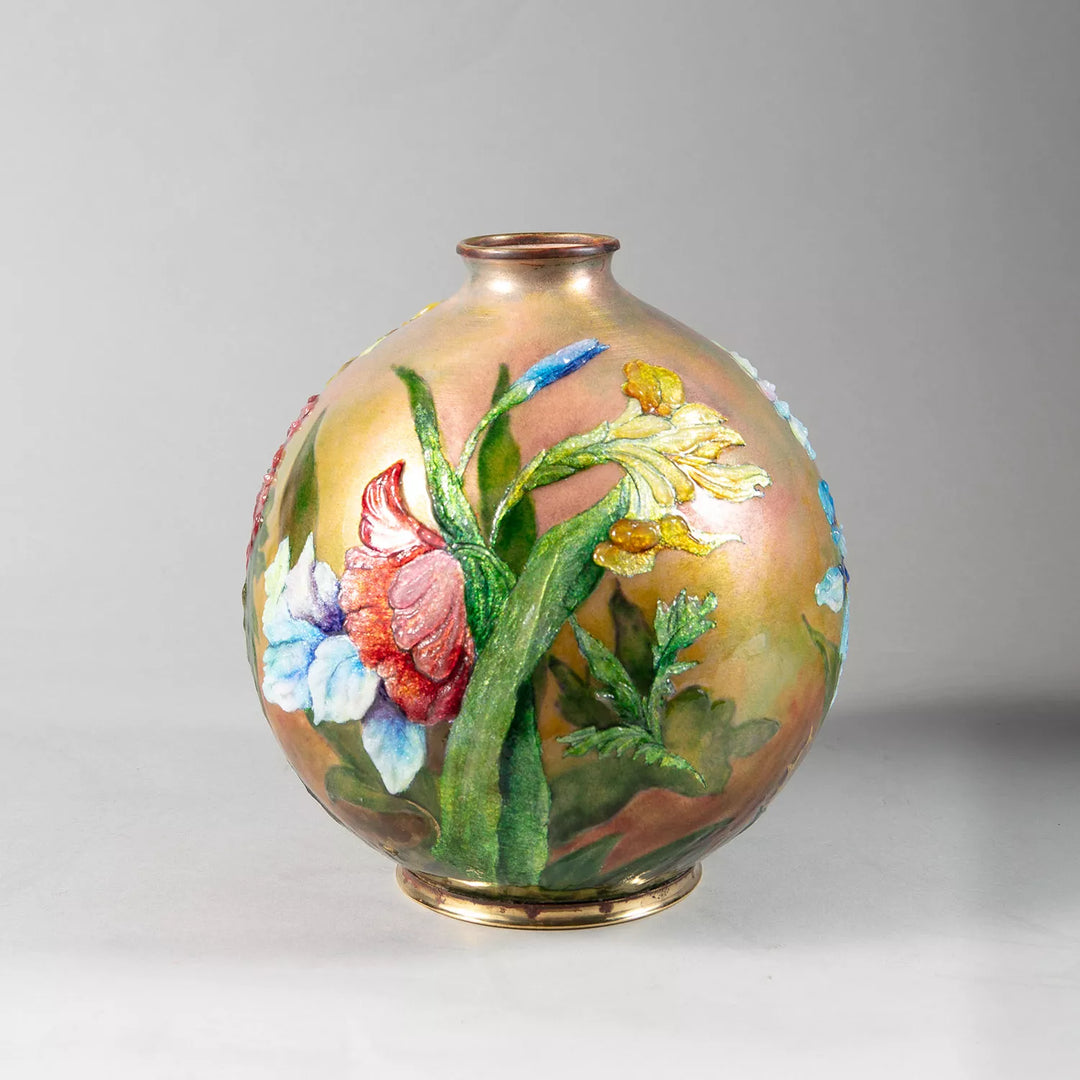 Art Nouveau Enamel Vase by Camille Fauré, Limoges