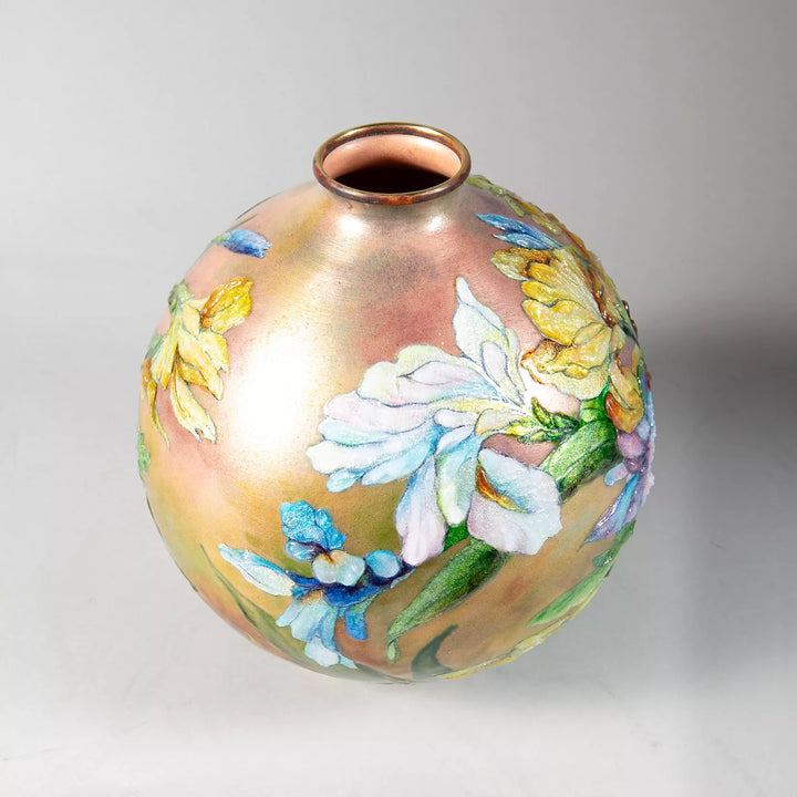 Art Nouveau Enamel Vase by Camille Fauré, Limoges