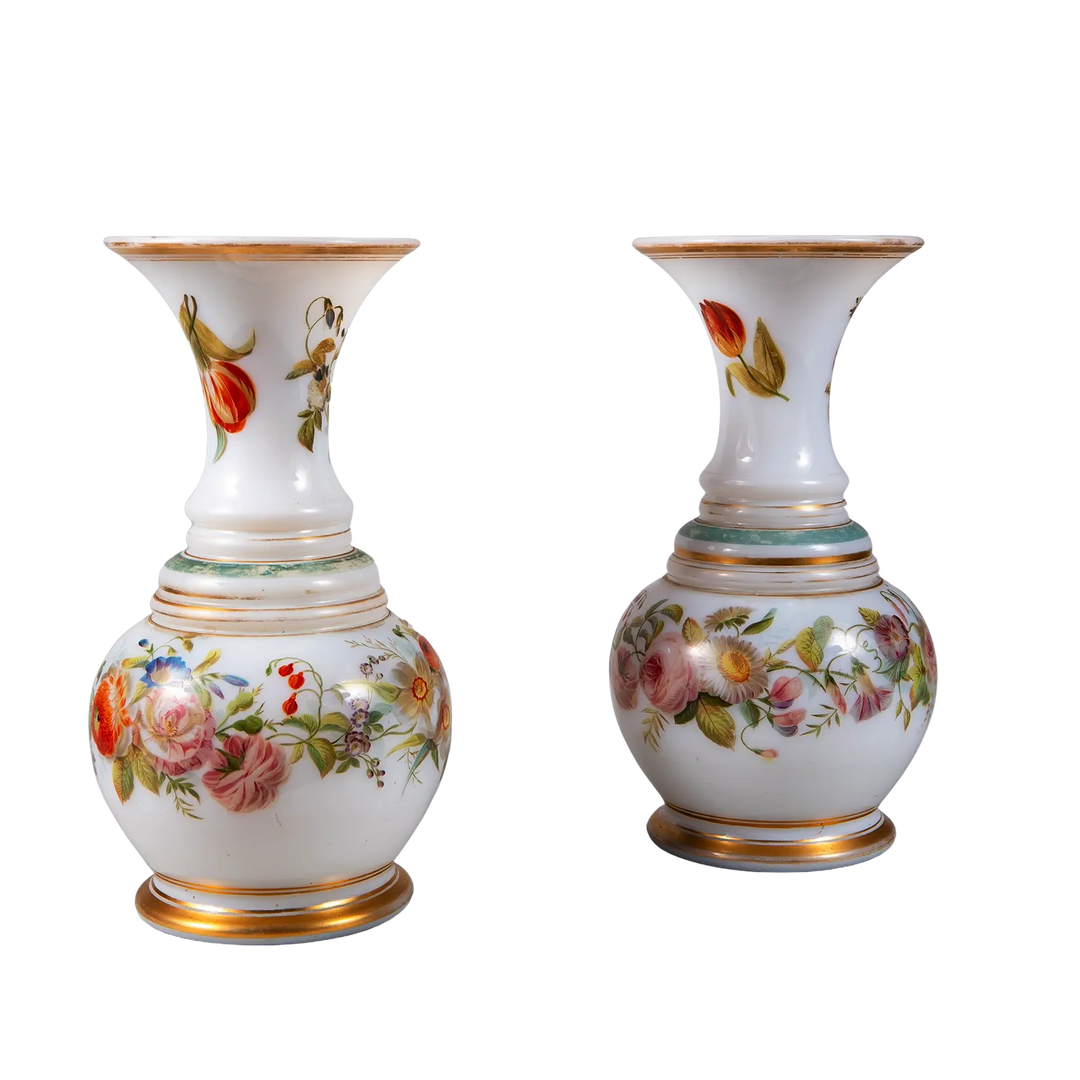 Pair of French 19th Century Opaline Vases