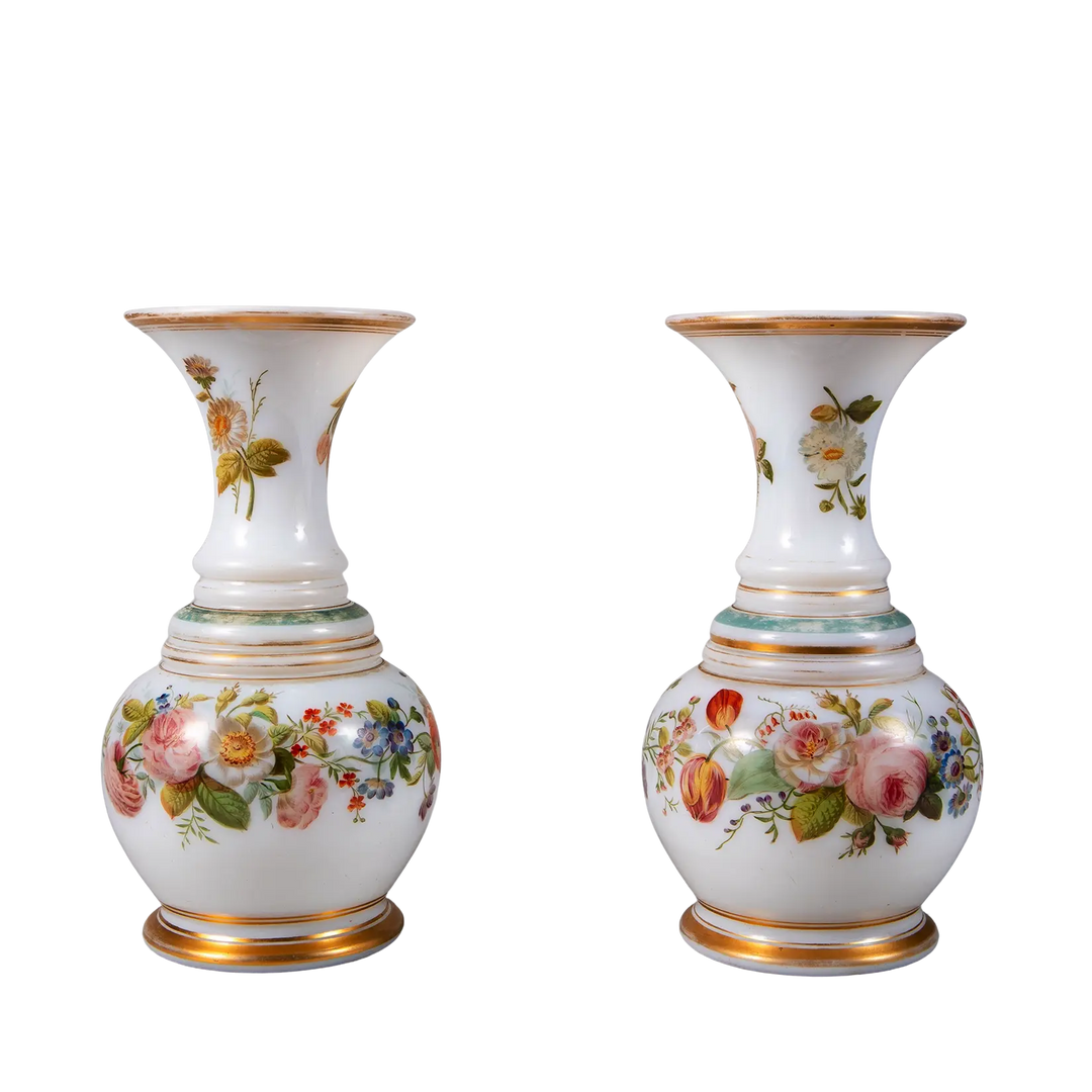 Pair of French 19th Century Opaline Vases