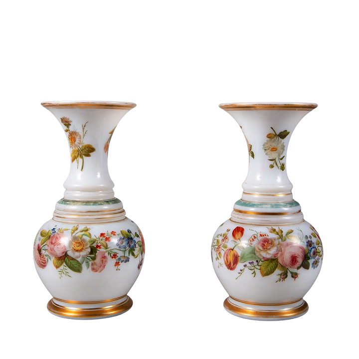 Pair of French 19th Century Opaline Vases